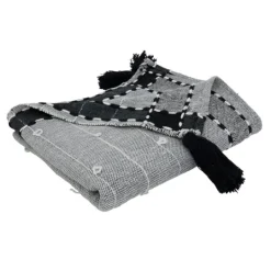 Kirkland's Home Black Banded Tassel Edge Throw- Blankets & Throws