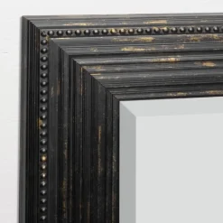 Kirkland's Home Black Beaded Frame Beveled Vanity Wall Mirror- Framed Mirrors