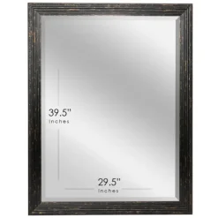 Kirkland's Home Black Beaded Frame Beveled Vanity Wall Mirror- Framed Mirrors