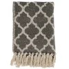 Kirkland's Home Black Beige Fringe Geometric Throw Blanket- Blankets & Throws