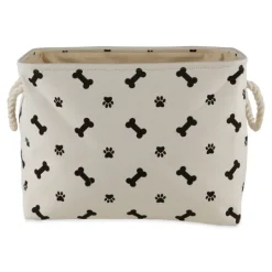 Kirkland's Home Black Bone And Paw Print Rectangle Pet Basket- Baskets & Boxes