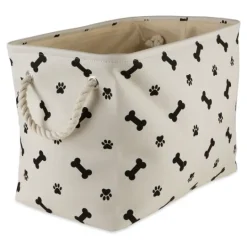 Kirkland's Home Black Bone And Paw Print Rectangle Pet Basket- Baskets & Boxes