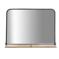 Kirkland's Home Black Brown Metal Shelf Horizontal Wall Mirror- Decorative Mirrors