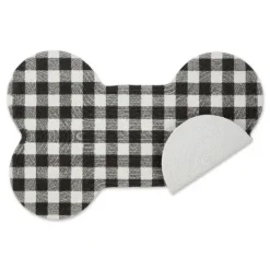Kirkland's Home Black Buffalo Check Bone Pet Bowl Mat- Kitchen & Floor Mats