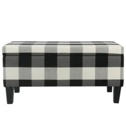 Kirkland's Home Black Buffalo Check Storage Bench- Benches & Ottomans