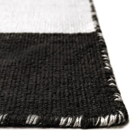 Kirkland's Home Black Cabana Stripe Indoor/Outdoor Scatter Rug- Outdoor Rugs