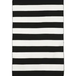 Kirkland's Home Black Cabana Stripe Indoor/Outdoor Area Rug, 3X5- Outdoor Rugs