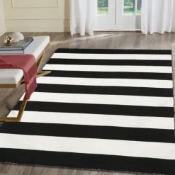 Kirkland's Home Black Cabana Stripe Indoor/Outdoor Area Rug, 3X5- Outdoor Rugs