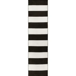Kirkland's Home Black Cabana Stripe Indoor/Outdoor Runner, 2X8- Outdoor Rugs