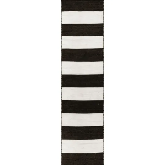 Kirkland's Home Black Cabana Stripe Indoor/Outdoor Runner, 2X8- Outdoor Rugs