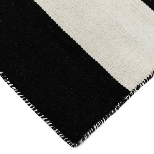 Kirkland's Home Black Cabana Stripe Indoor/Outdoor Runner, 2X8- Outdoor Rugs