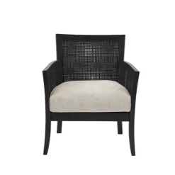 Kirkland's Home Black Cane Cushioned Accent Chair- Accent Chairs