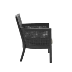 Kirkland's Home Black Cane Cushioned Accent Chair- Accent Chairs