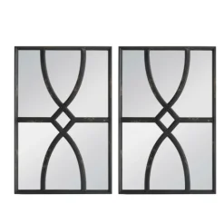 Kirkland's Home Black Carved Wooden Frame Wall Mirrors, Set Of 2- Decorative Mirrors