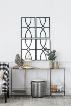 Kirkland's Home Black Carved Wooden Frame Wall Mirrors, Set Of 2- Decorative Mirrors
