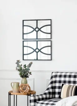 Kirkland's Home Black Carved Wooden Frame Wall Mirrors, Set Of 2- Decorative Mirrors