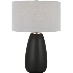 Kirkland's Home Black Ceramic Gridline Table Lamp- Table Lamps
