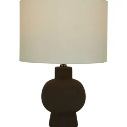 Kirkland's Home Black Ceramic Hourglass Simple Small Table Lamp- Table Lamps