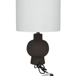 Kirkland's Home Black Ceramic Hourglass Simple Small Table Lamp- Table Lamps
