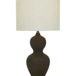 Kirkland's Home Black Ceramic Hourglass Simple Large Table Lamp- Table Lamps