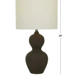 Kirkland's Home Black Ceramic Hourglass Simple Large Table Lamp- Table Lamps