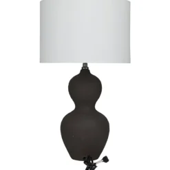 Kirkland's Home Black Ceramic Hourglass Simple Large Table Lamp- Table Lamps