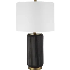 Kirkland's Home Black Ceramic Ribbed Table Lamp- Table Lamps