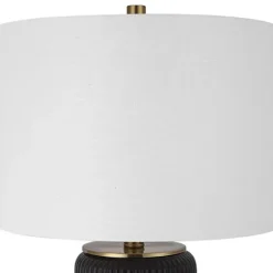 Kirkland's Home Black Ceramic Ribbed Table Lamp- Table Lamps