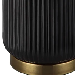 Kirkland's Home Black Ceramic Ribbed Table Lamp- Table Lamps