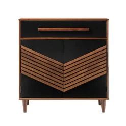 Kirkland's Home Black Chevron Wood Single Drawer Cabinet- Cabinets & Sideboards
