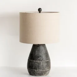Kirkland's Home Black Concrete Porter Table Lamp- Table Lamps