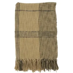 Kirkland's Home Black Cotton Plaid Oaker Throw Blanket- Blankets & Throws