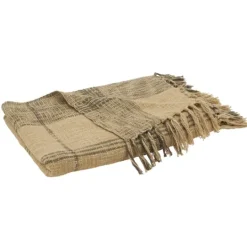 Kirkland's Home Black Cotton Plaid Oaker Throw Blanket- Blankets & Throws