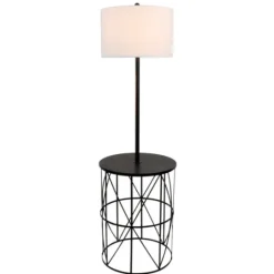 Kirkland's Home Black Cross Caged Table Base Floor Lamp- Floor Lamps