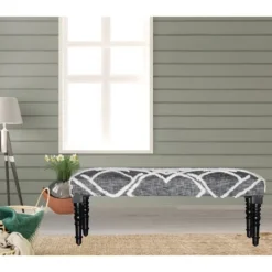 Kirkland's Home Black Diamond Tufted Modern Bench- Benches & Ottomans