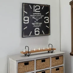 Kirkland's Home Black Distressed Wood Face Square Clock- Clocks
