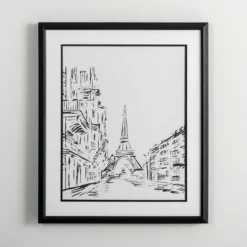 Kirkland's Home Black Eiffel Tower Sketch Framed Art Print- Framed Art