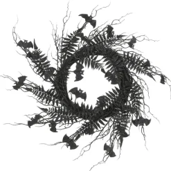 Kirkland's Home Black Fern Swirl Bats Halloween Wreath- Wreaths