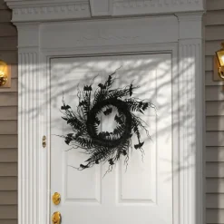 Kirkland's Home Black Fern Swirl Bats Halloween Wreath- Wreaths
