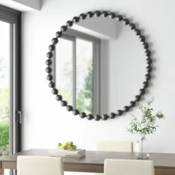 Kirkland's Home Black Foiled Beaded Wall Mirror, 36 In.- Decorative Mirrors