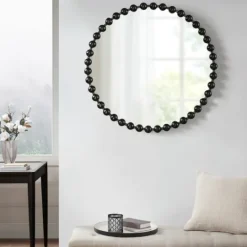 Kirkland's Home Black Foiled Beaded Wall Mirror, 36 In.- Decorative Mirrors