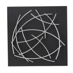 Kirkland's Home Black Frame Silver Abstract Lines Wall Plaque- Wall Plaques
