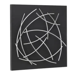Kirkland's Home Black Frame Silver Abstract Lines Wall Plaque- Wall Plaques