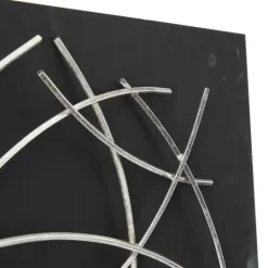 Kirkland's Home Black Frame Silver Abstract Lines Wall Plaque- Wall Plaques