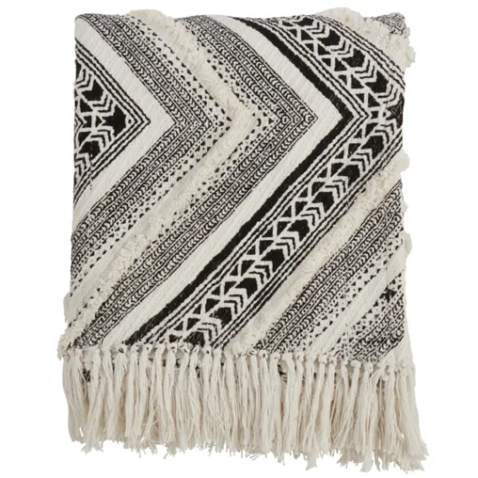Kirkland's Home Black Geometric Diamond Throw- Blankets & Throws