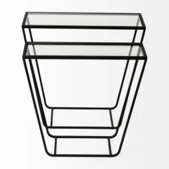 Kirkland's Home Black Geometric Nesting Accent Tables, Set Of 2- Accent & End Tables