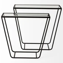 Kirkland's Home Black Geometric Nesting Accent Tables, Set Of 2- Accent & End Tables