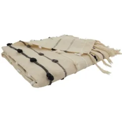 Kirkland's Home Black Gray Dot Striped Throw Blanket- Blankets & Throws