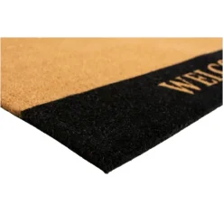 Kirkland's Home Black Hello Bold Stripe Coir Doormat, 30 In.- Doormats