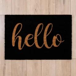 Kirkland's Home Black Hello Doormat- Doormats